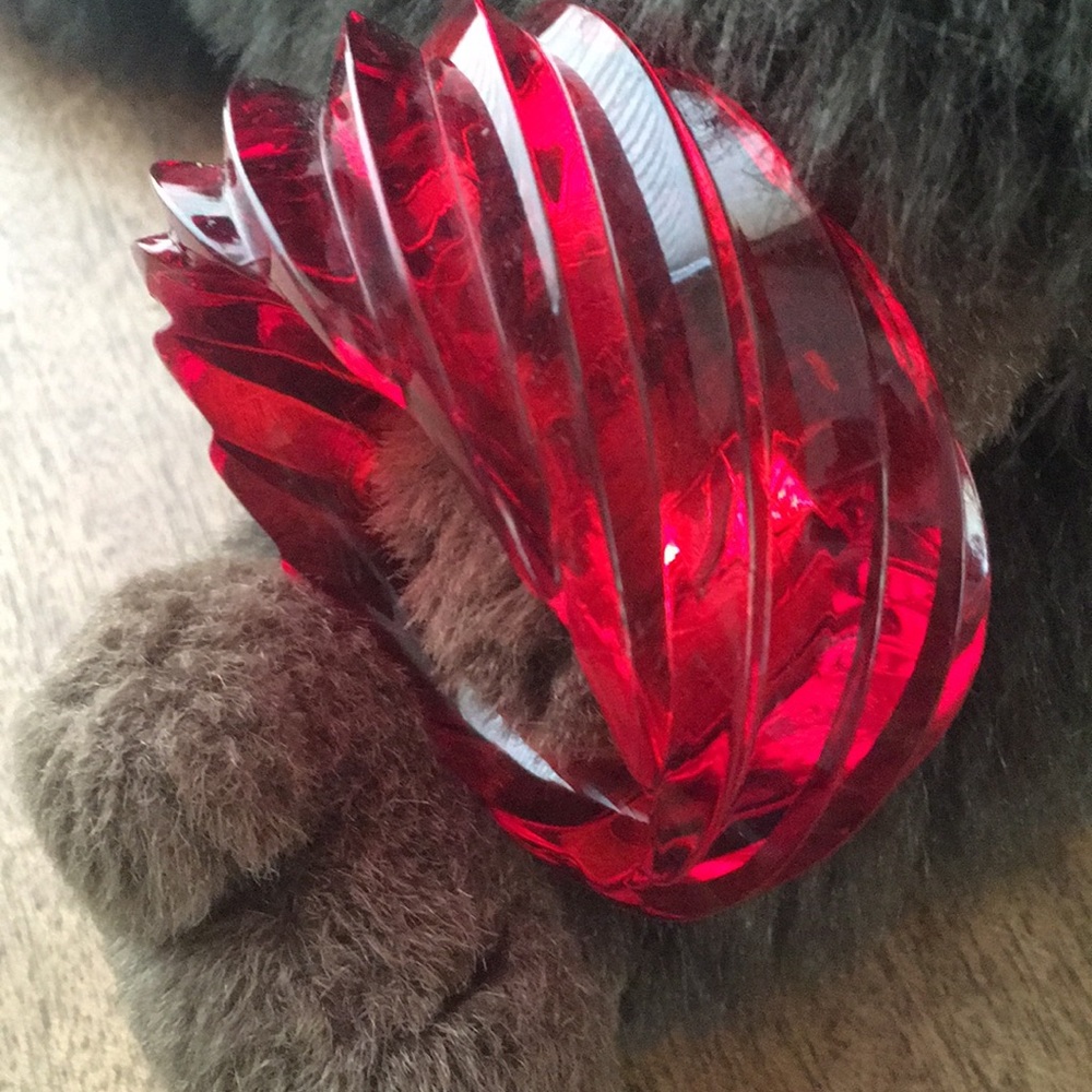 Vintage red lucite bangle bracelet